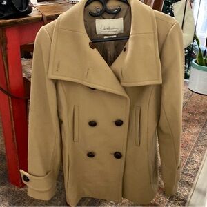 Babaton Tan Pea Coat Classic Double-Breasted Wool